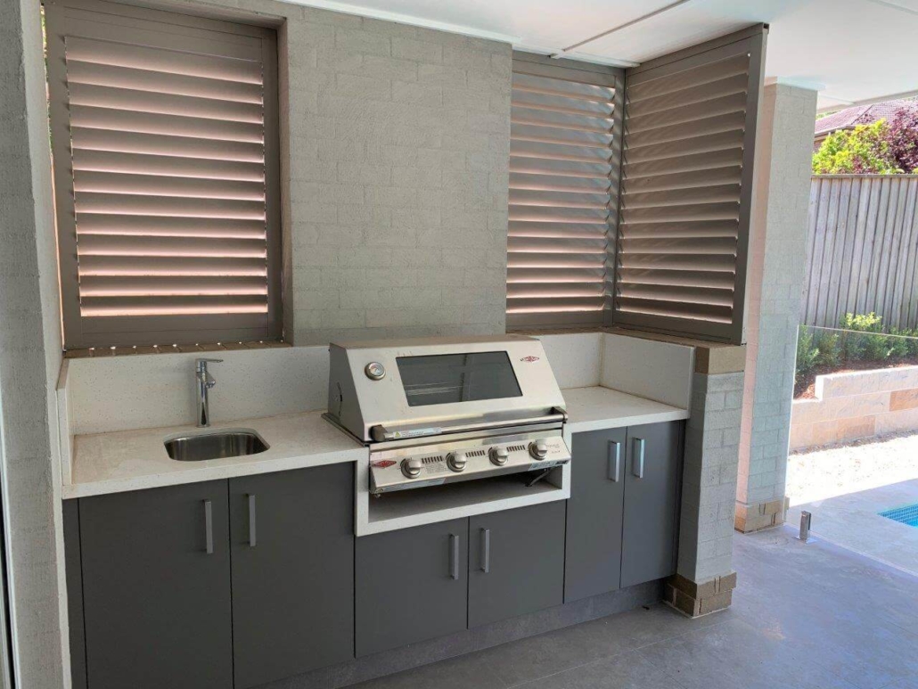 Outdoor BBQ bench stone